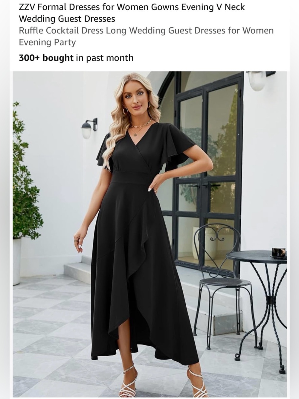NWT Elegant V-Neck Ruffle Wrap Dress for Women — Black